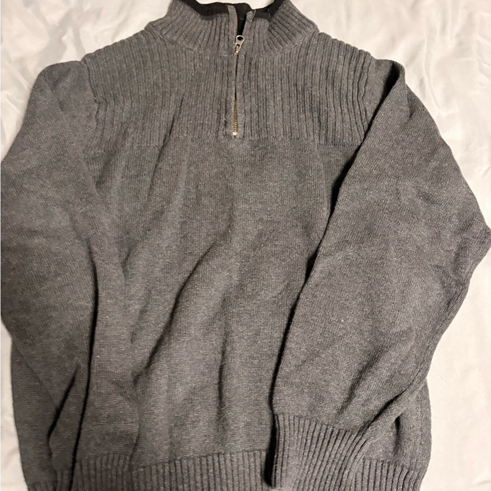 Dockers Men's Charcoal Zip-Up Sweater